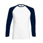 Koszulka z dł. r. Baseball Biała/Ciemnogranatowa XL