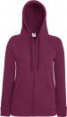 Bluza damska rozpinana z kapturem Lightweight Burgundowa XL
