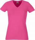 Koszulka damska z dekoltem V-Neck Różowa S