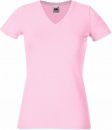 Koszulka damska z dekoltem V-Neck Jasnoróżowa L
